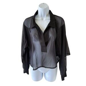 NWT Lanston mesh cropped Long sleeve Transparent size Large